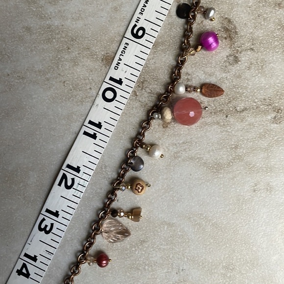 gemstone real pearls glass beads copper chain rose quartz charm - Picture 12 of 16